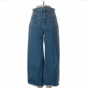 Veronica Beard Wide-Leg Cropped Jeans - Blue Denim